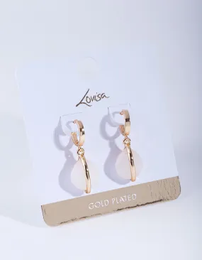 Gold Plated Moonstone Huggie Earrings