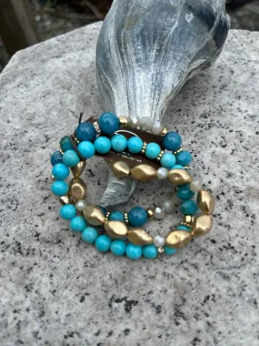 Gold Turquoise Bracelet Set