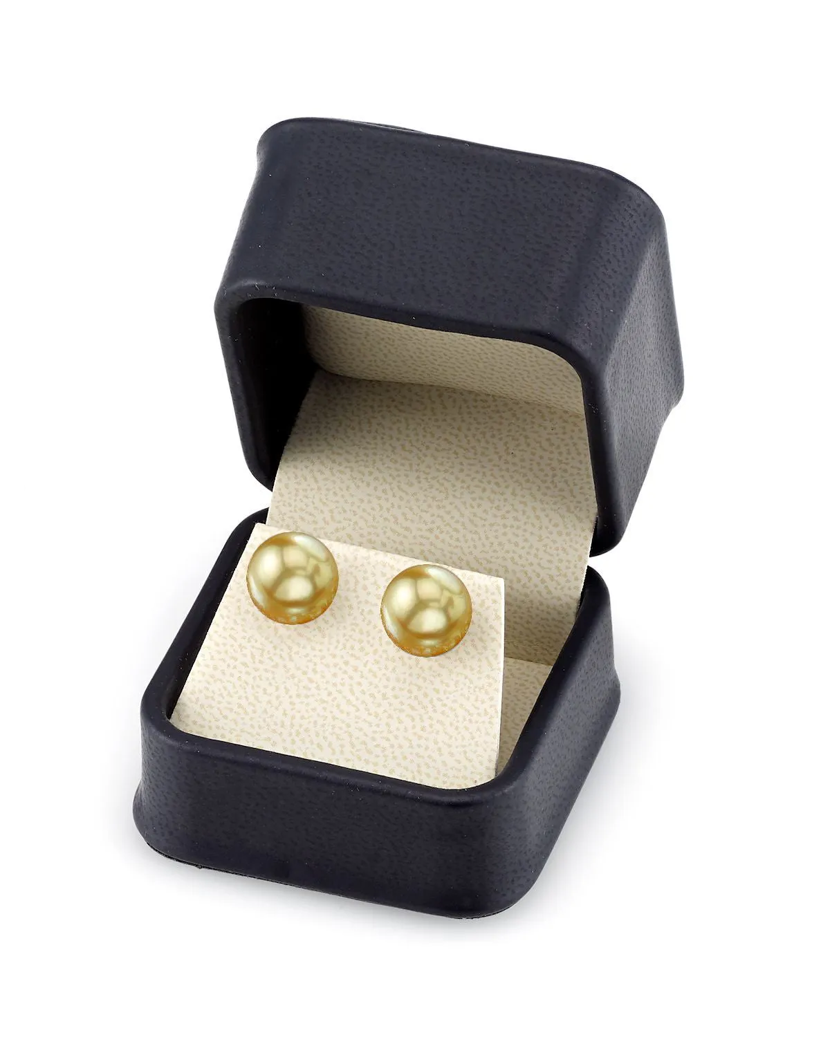 Golden South Sea Round Pearl Stud Earrings, 11.0-12.0mm