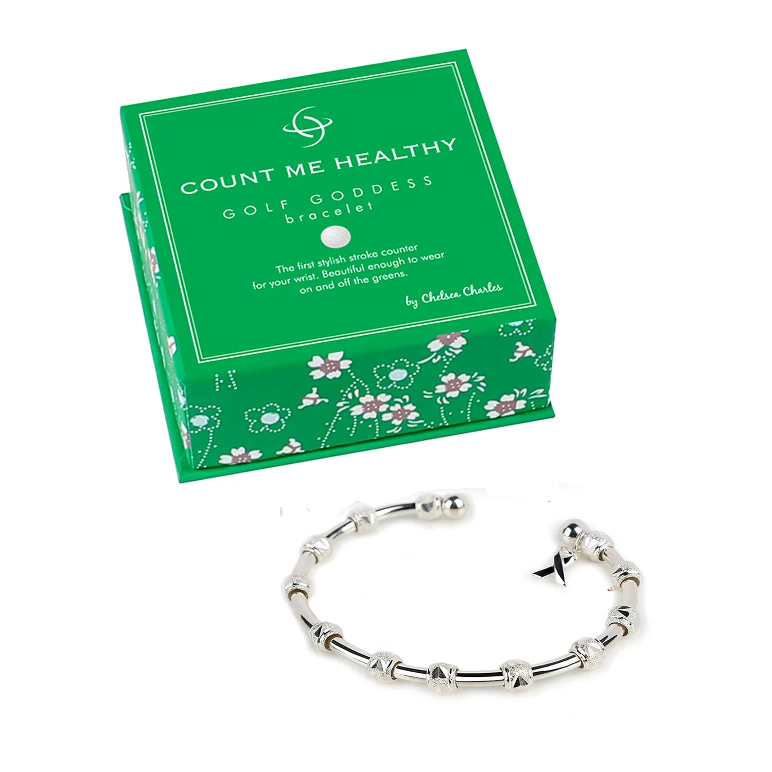 Golf Goddess Silver Stroke Counter Bracelet with Cause Ribbon Charm