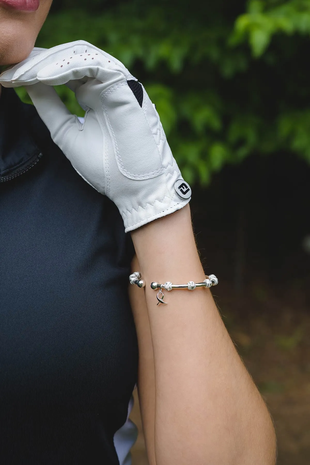 Golf Goddess Silver Stroke Counter Bracelet with Cause Ribbon Charm