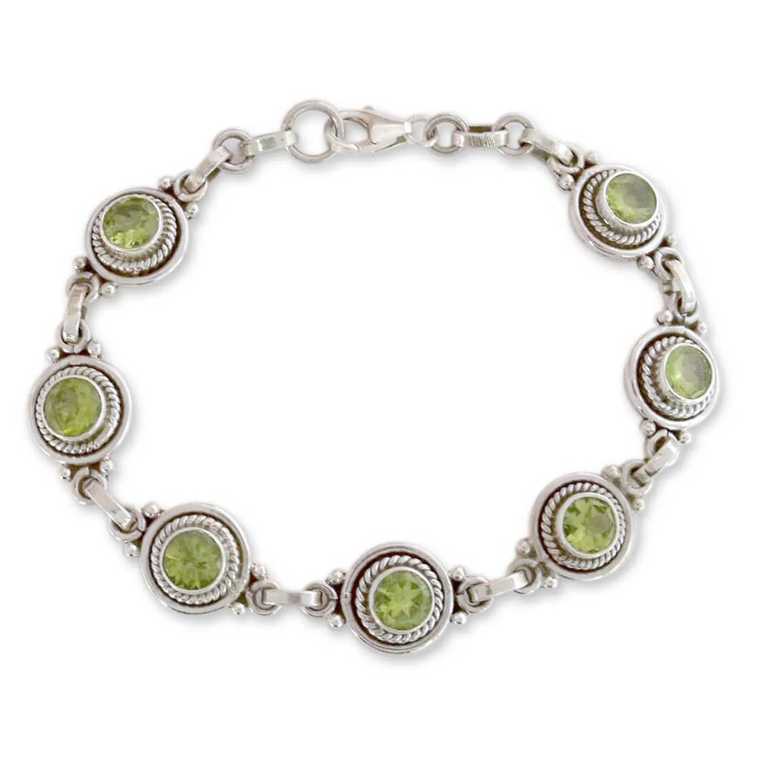 Green Mystique Peridot Silver Link Bracelet