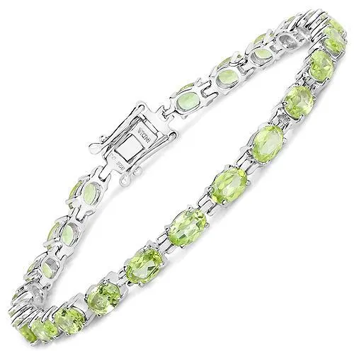 Green Peridot Bracelet in Affordable Sterling Silver, 7.25" 9.03ctw