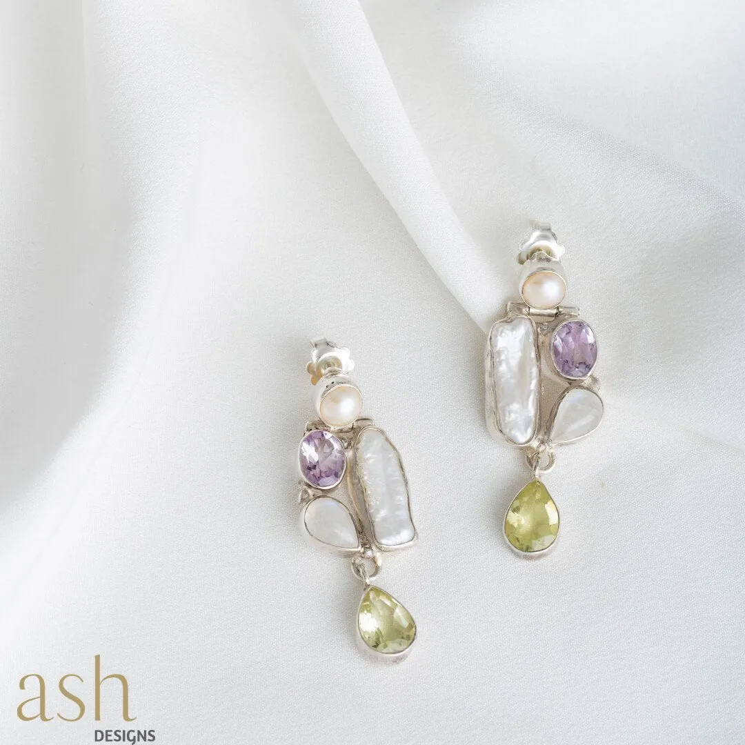 Hana Gemstone and Pearl Earrings