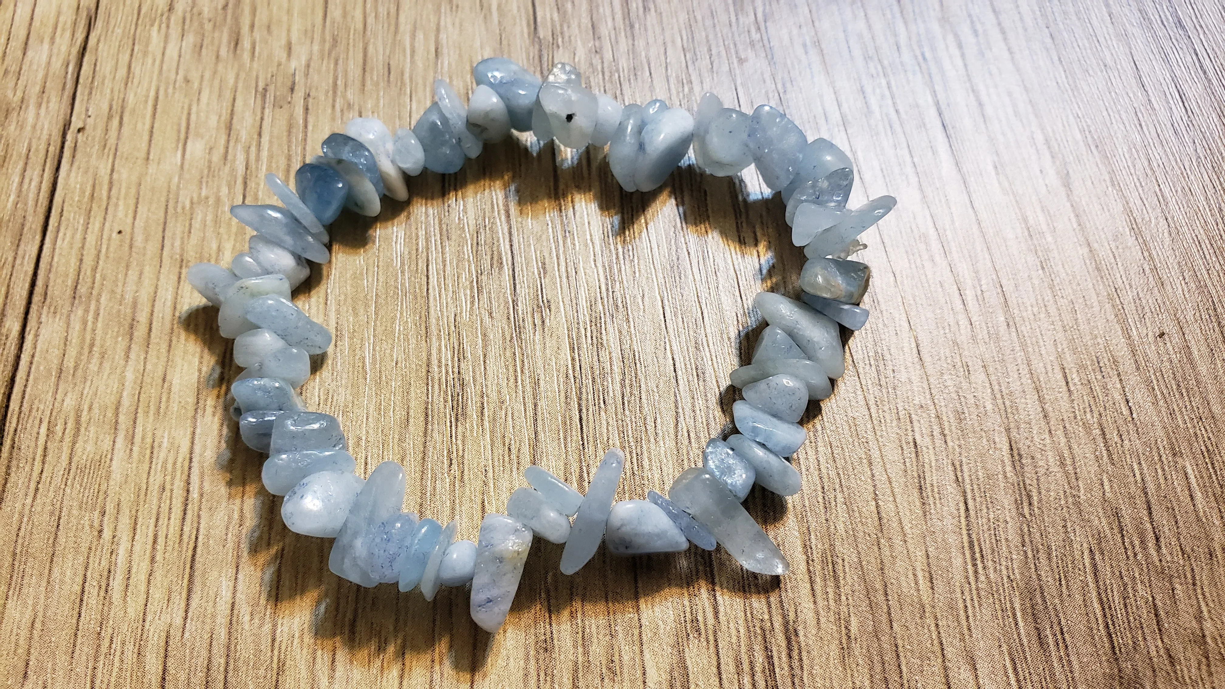 Hand Crafted Natural, Freeform Aquamarine Gemstone Stretch Bracelet. One size fits most