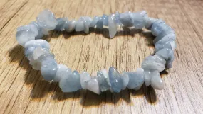 Hand Crafted Natural, Freeform Aquamarine Gemstone Stretch Bracelet. One size fits most