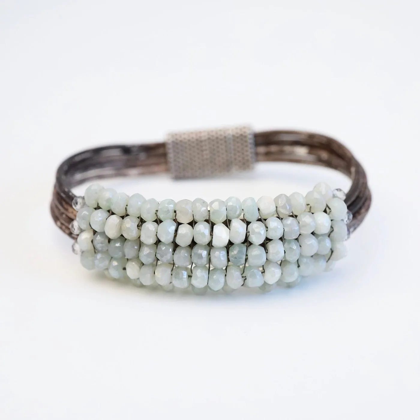 Hand Stitched Coated Aquamarine Bracelet