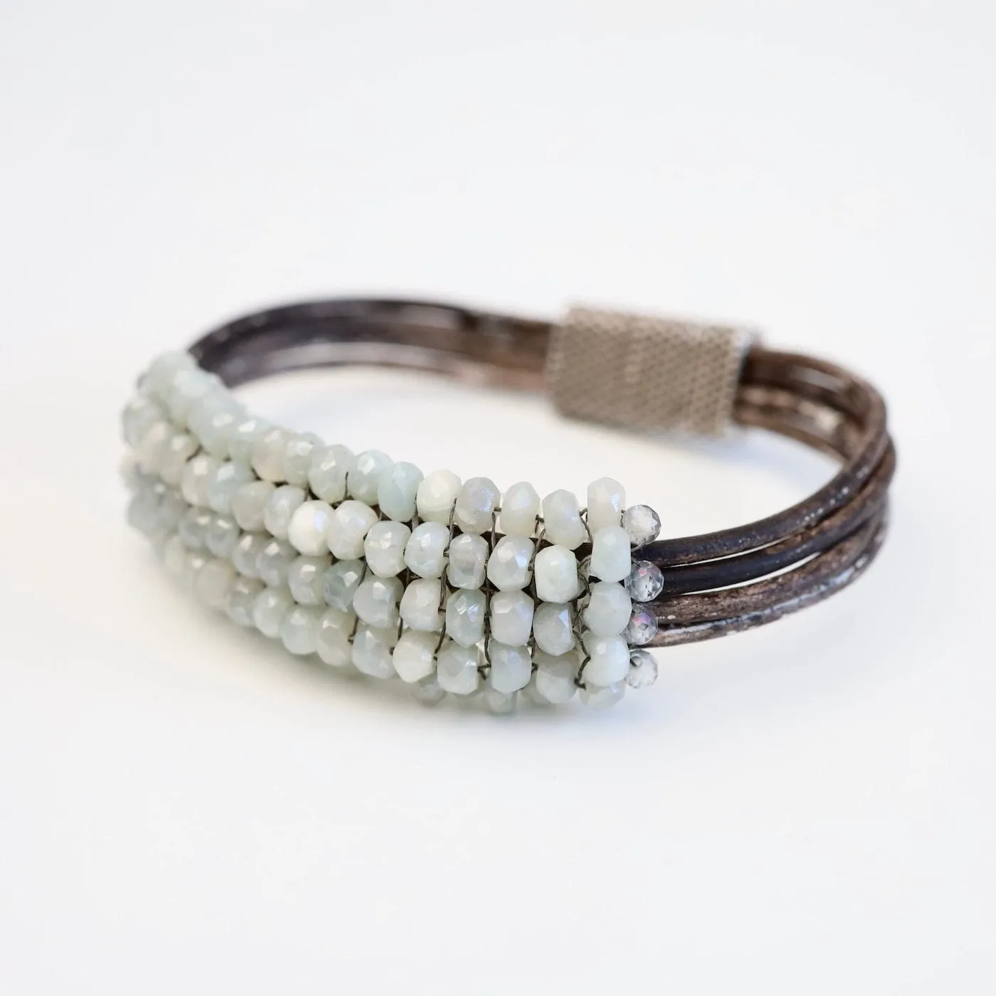 Hand Stitched Coated Aquamarine Bracelet