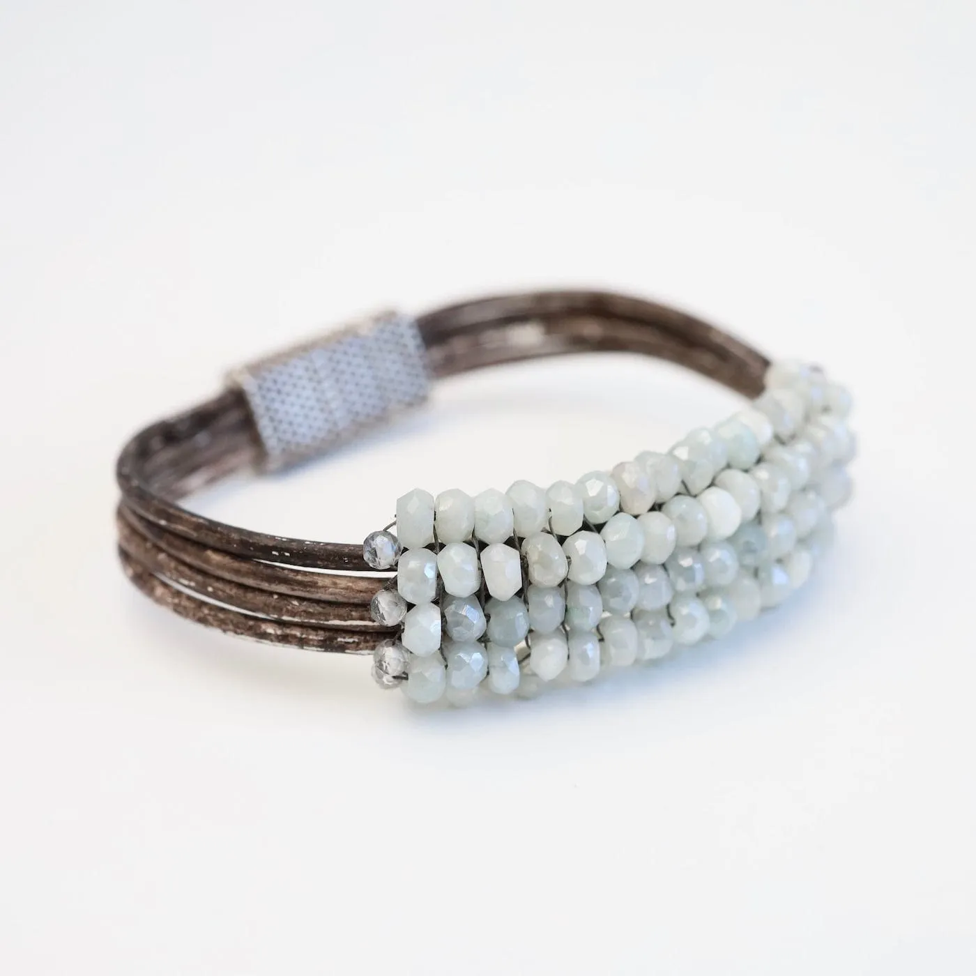 Hand Stitched Coated Aquamarine Bracelet