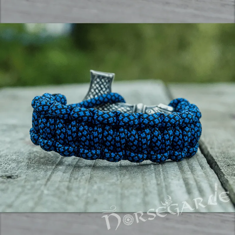 Handcrafted River Paracord Bracelet with Large Mjölnir - Sterling Silver