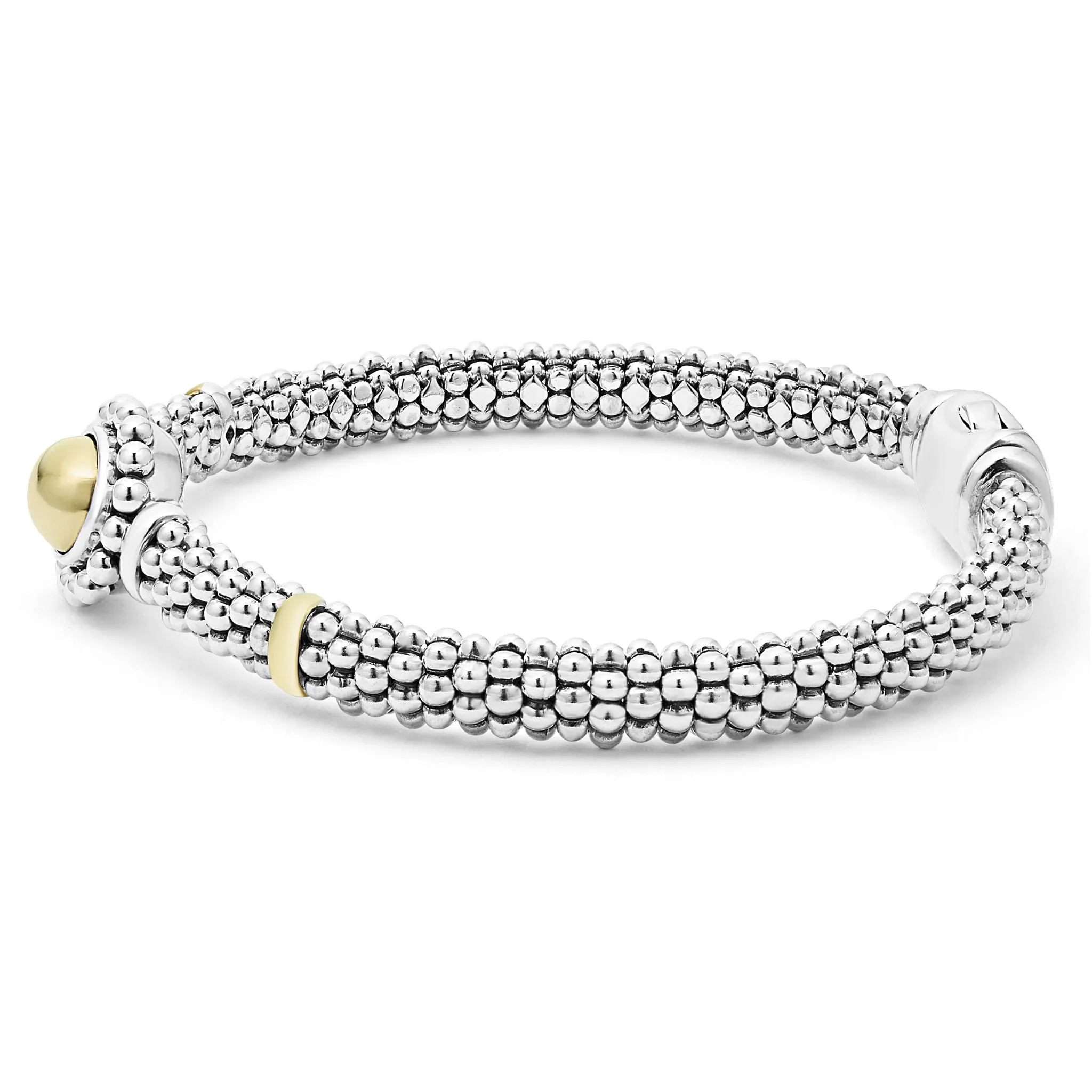 High Bar 18K Gold Dome Caviar Bracelet | 6mm