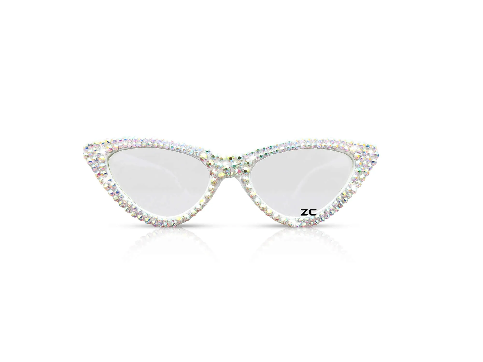 HOLLYWOOD Fashionable Cat Eye Sunglasses / Shades / Sunnies w AB White Bling Sparkly  Rhinestones Festival Rockabilly Retro Pin Up