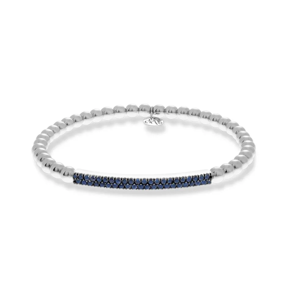 Hulchi Belluni 18K White Gold Tresore Stretch Bracelet with Sapphire Bar