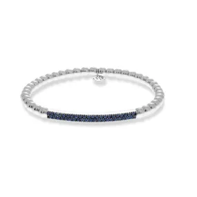 Hulchi Belluni 18K White Gold Tresore Stretch Bracelet with Sapphire Bar