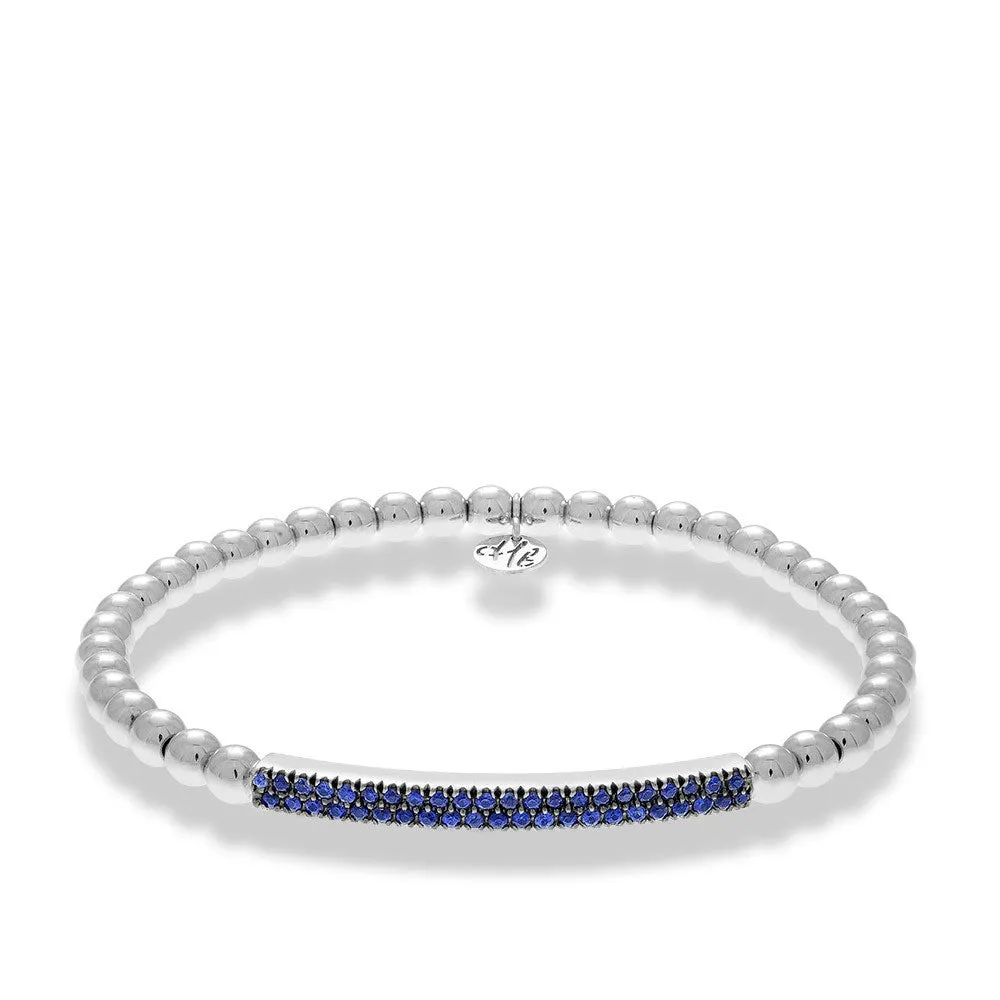 Hulchi Belluni 18K White Gold Tresore Stretch Bracelet with Sapphire Bar