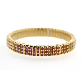 Hulchi Belluni 18K Yellow Gold Wide Tresore Reversible Diamond and Rainbow Sapphire Bracelet