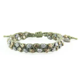 Hungry Wolf Bracelet in Olive and Mixed Metal