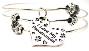 I Love My Pomeranian Heart Triple Style Expandable Bangle Bracelet