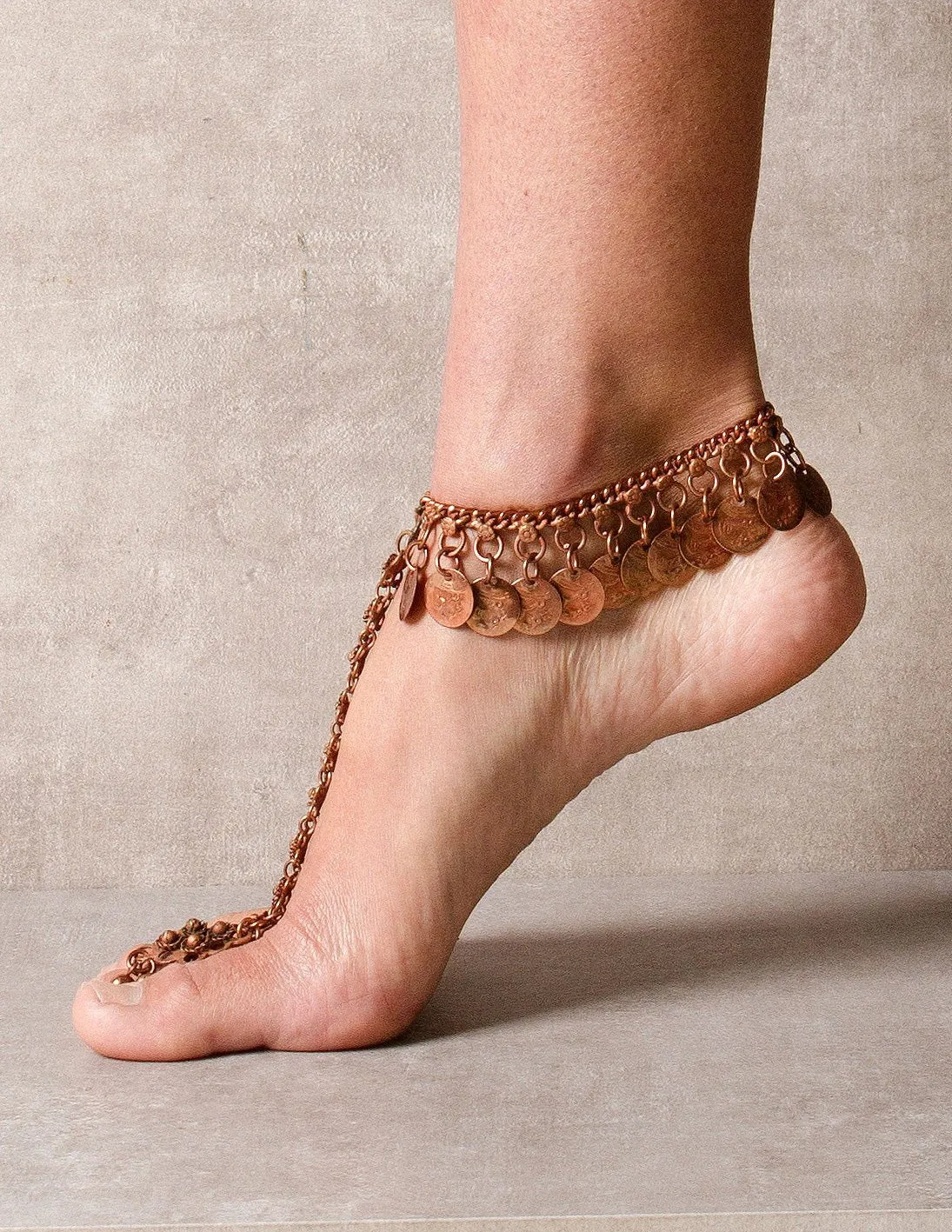 Indian Coin Anklet with Toe Ring