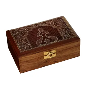 Indian Jewelry Holder - 6 x 4 x 2.5 Inch Small Wood Box - Jewelry Boxes for Bracelet - Present for Her