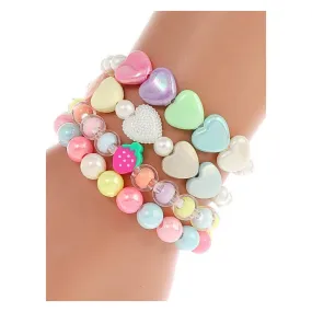 JAB44086 - Heart Bead Stretch Bracelet Set