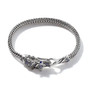 John Hardy Legends Naga Sterling Silver 5mm Bracelet with Blue Sapphire