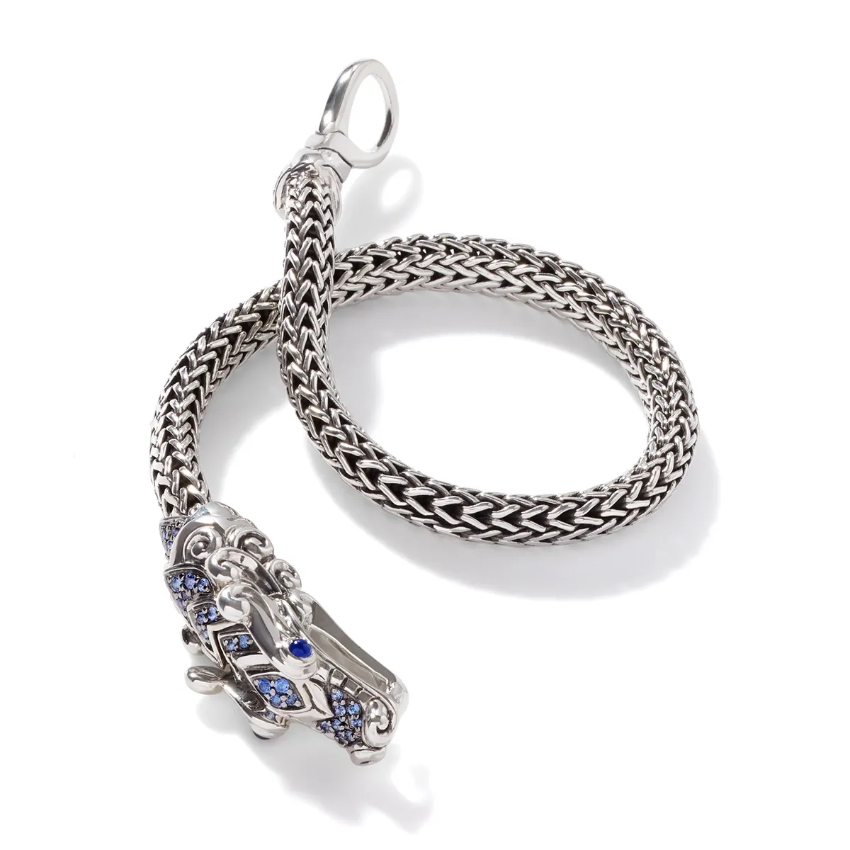 John Hardy Legends Naga Sterling Silver 5mm Bracelet with Blue Sapphire