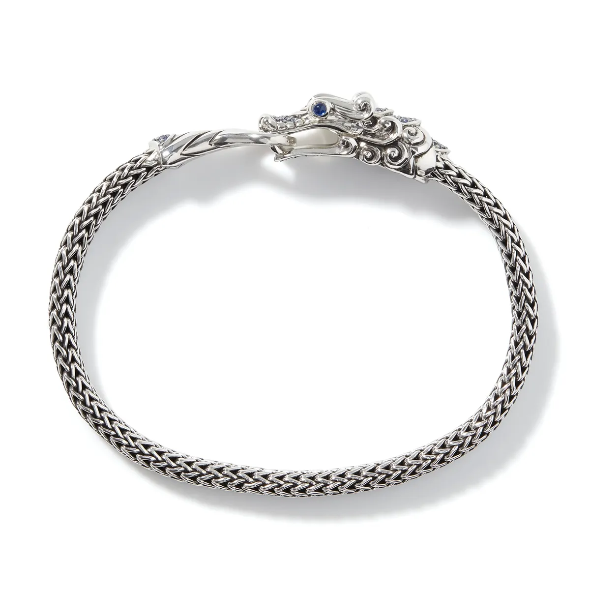 John Hardy Legends Naga Sterling Silver 5mm Bracelet with Blue Sapphire