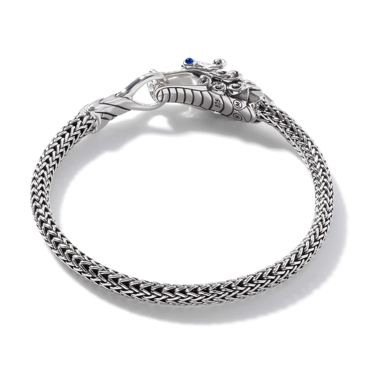 John Hardy Legends Naga Sterling Silver 5mm Bracelet with Blue Sapphire