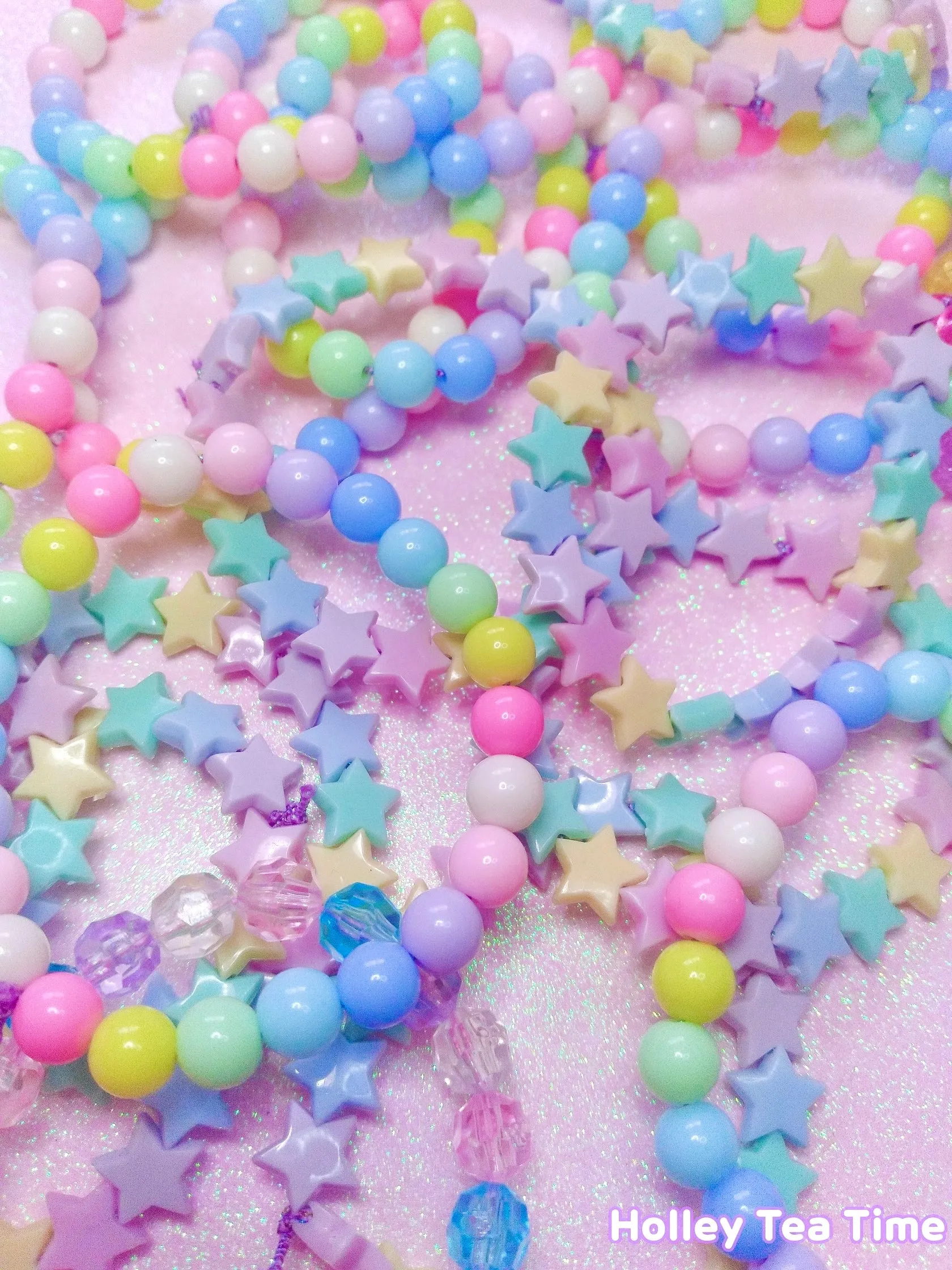 Kawaii fairy kei rainbow pastel star bracelet stretchable, elastic bracelet