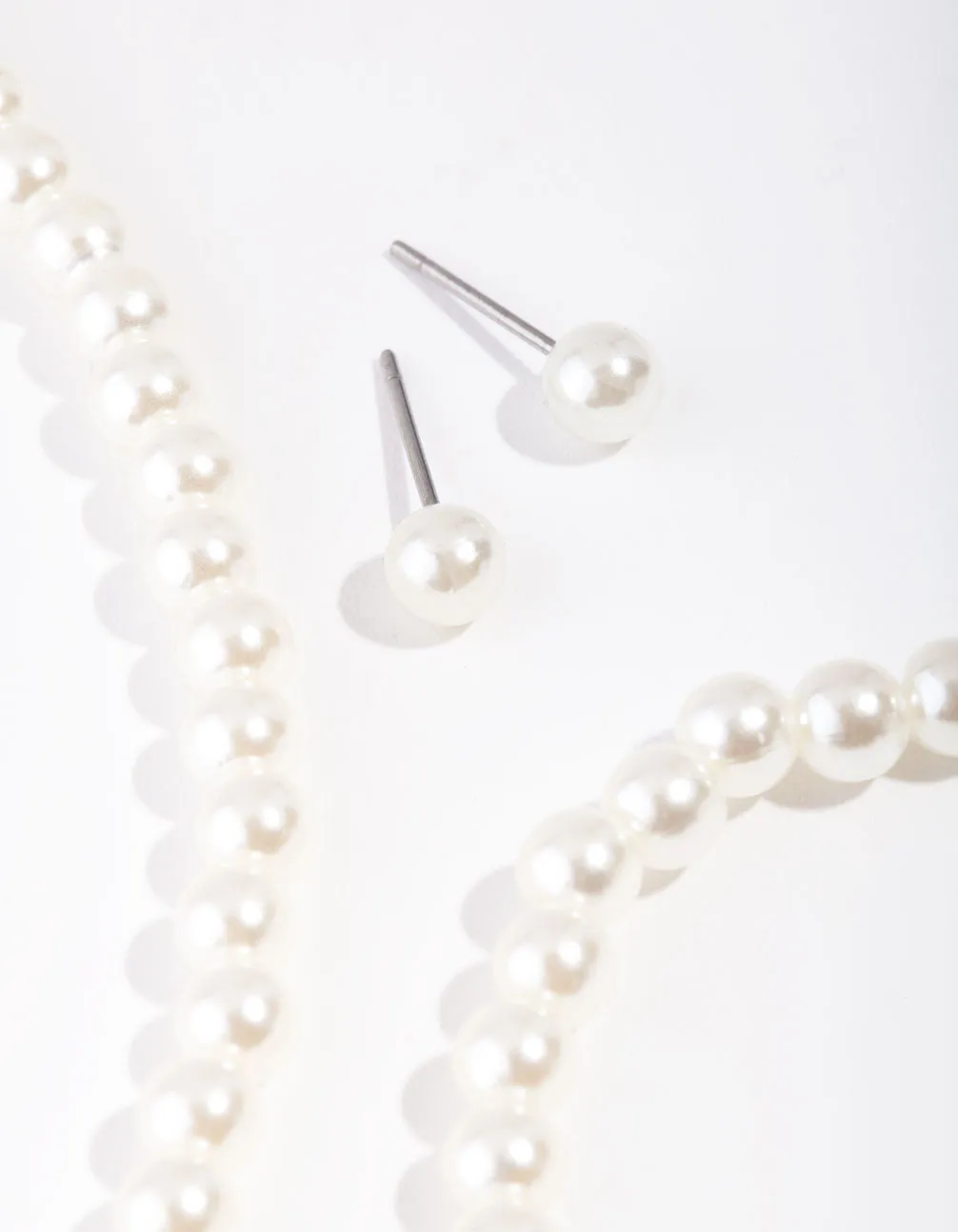 Kids Silver Classic Pearl Jewellery Set