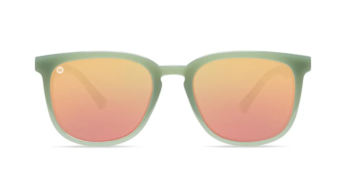 Knockaround Paso Robles Glossy Army Green Frame - Rose Gold Mirrored Lens - Polarized Sunglasses