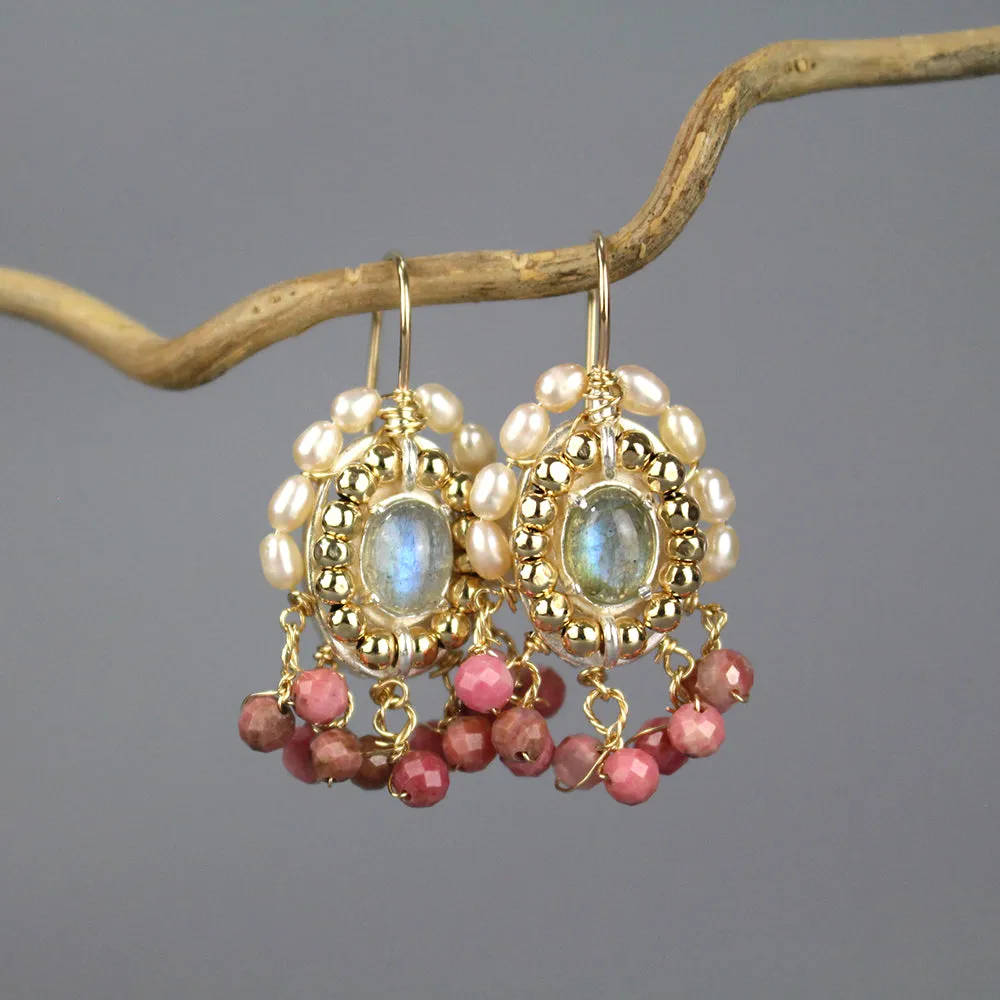 Labradorite Pearls Cherkes earrings