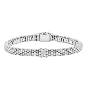 LAGOS Caviar Lux Diamond X Station Bracelet in Sterling Silver