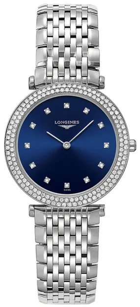 Longines La Grande Classique Stainless Steel & Diamond Womens Watch Blue Dial L45150976