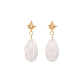 Lost Without You Diamond & Baroque Pearl Earrings - 14k Gold