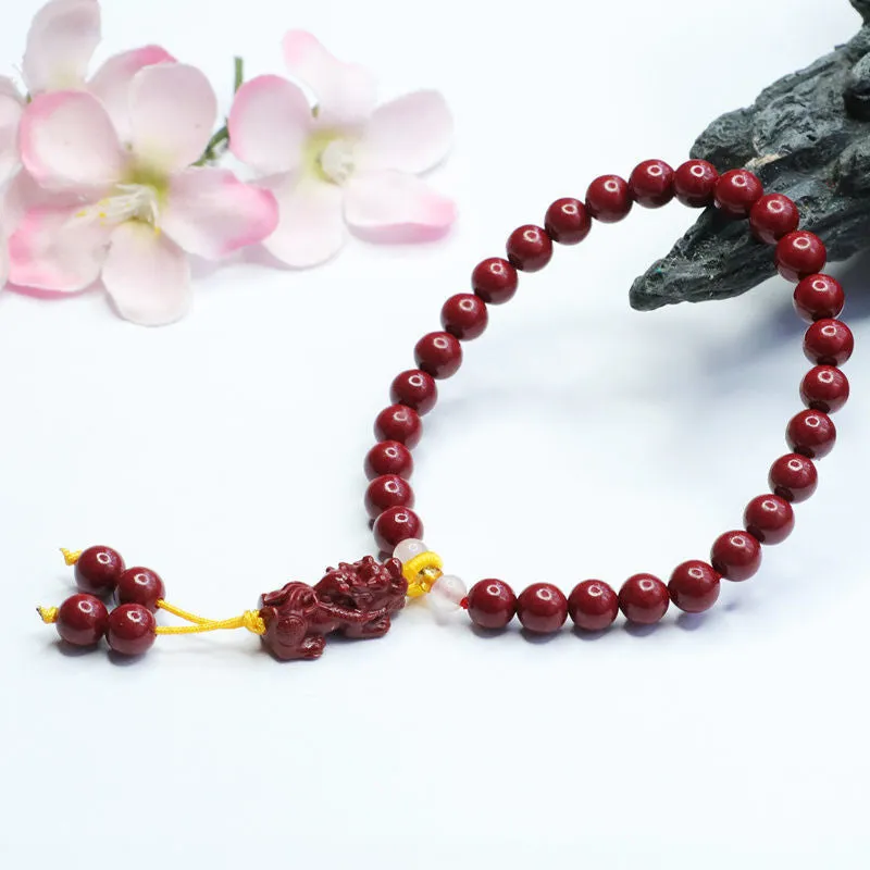 Lucky Red Cinnabar Sterling Silver Bracelet