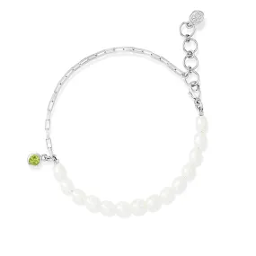 Luna White Pearl, Chain and Peridot Drop Bracelet