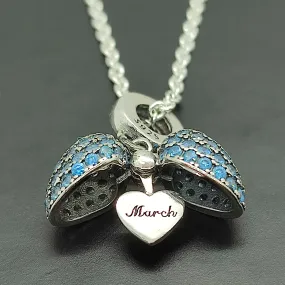 March Birthstone Necklace and Pendant. Birthstone Pendant also fits Pandora Bracelet