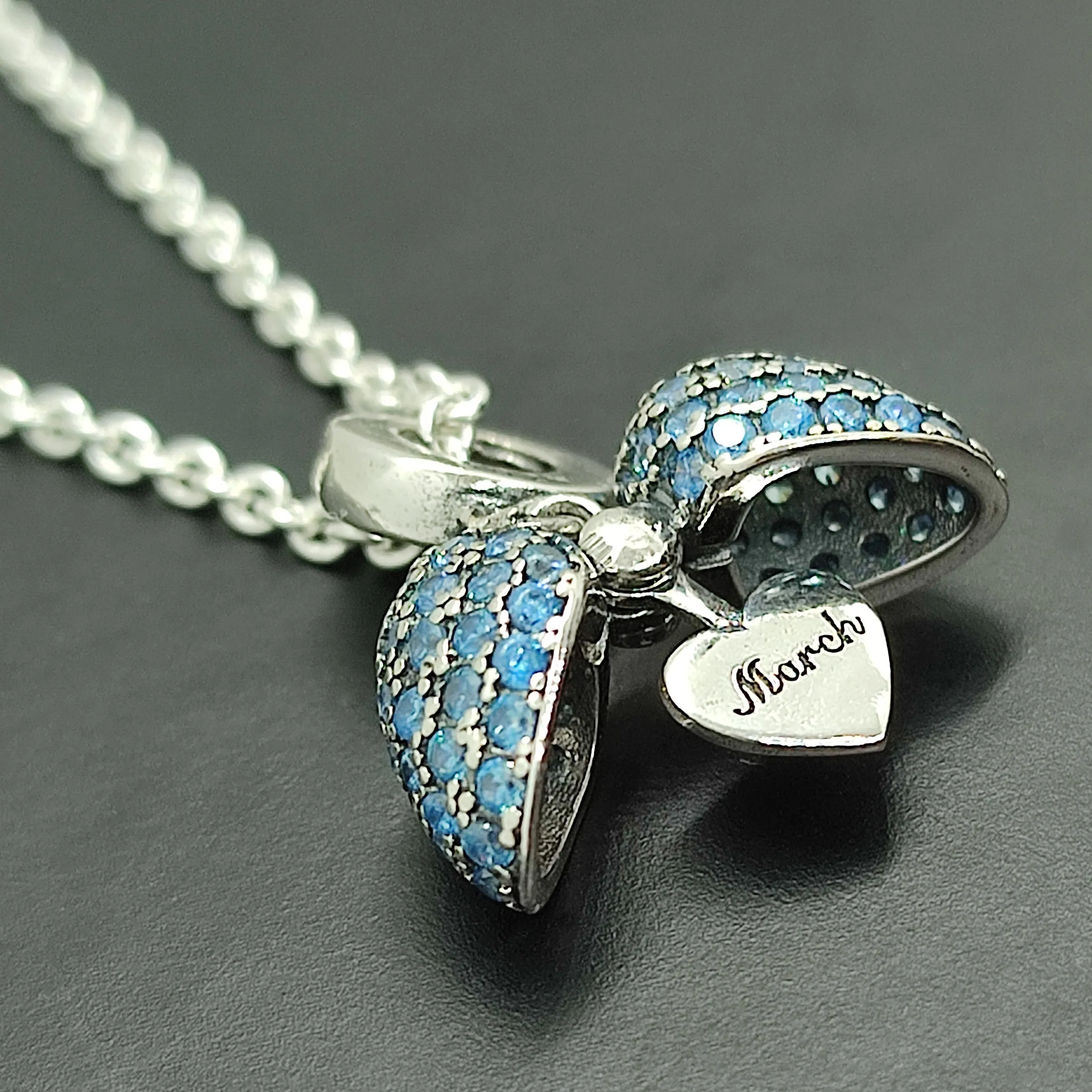 March Birthstone Necklace and Pendant. Birthstone Pendant also fits Pandora Bracelet