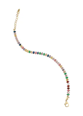 Marquise Multicolored CZ Tennis Bracelet (H107)(I234)