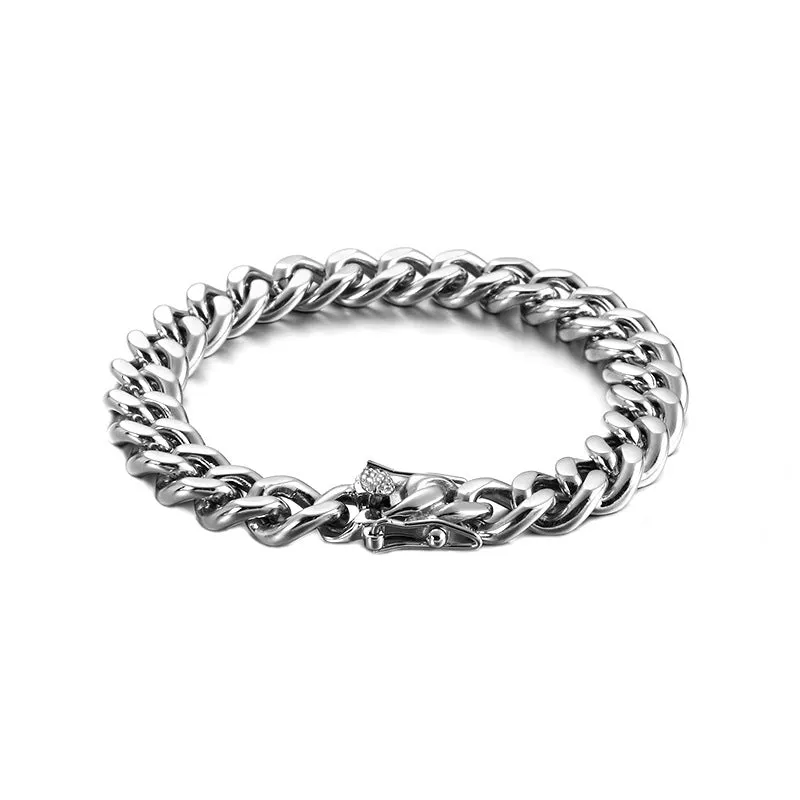 Men's 11MM Hand-Polished Stainless Steel Cuban Bracelet