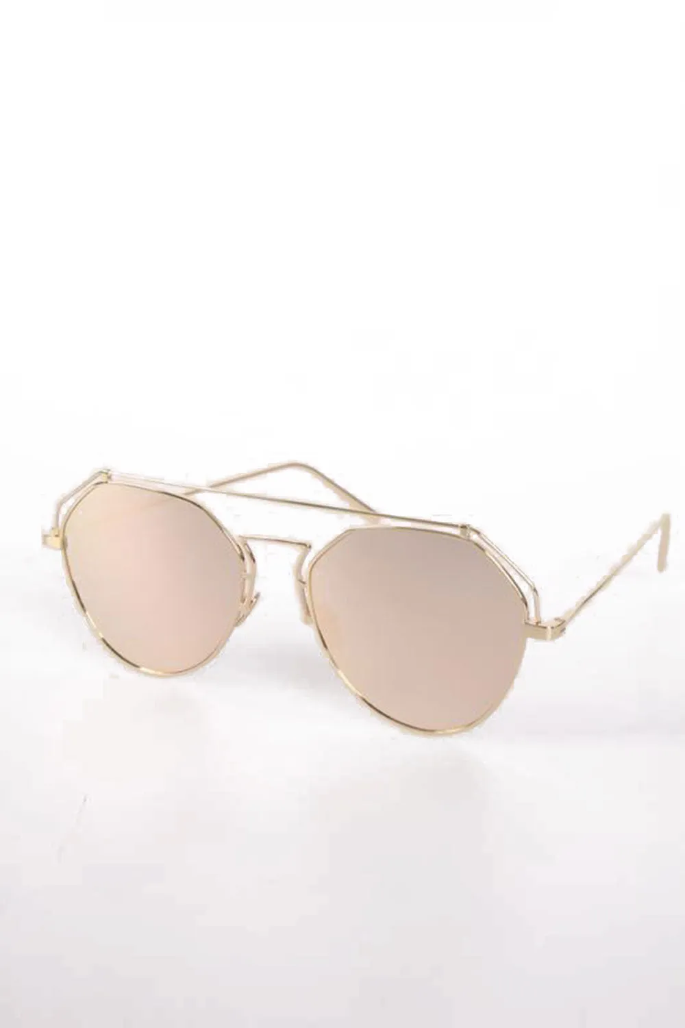 Metal Frame Hexagon Tinted Lens Sunglasses