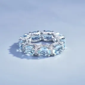 Micro-inlaid Diamond Sea Blue Row Ring Galaxy Lace Aquamarine Bracelet Color Treasure Ring