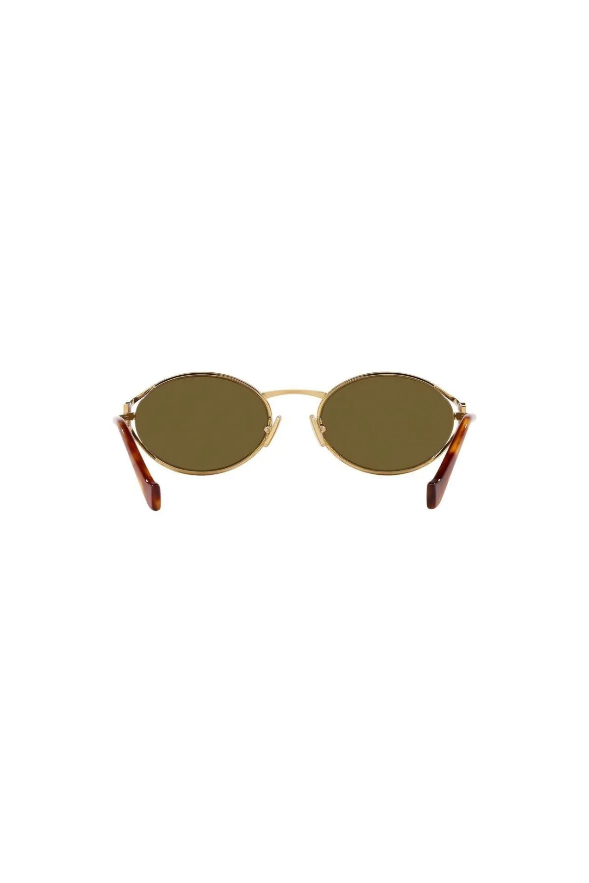 Miu Miu Oval Wire Framed Sunglasses - Brass Gold