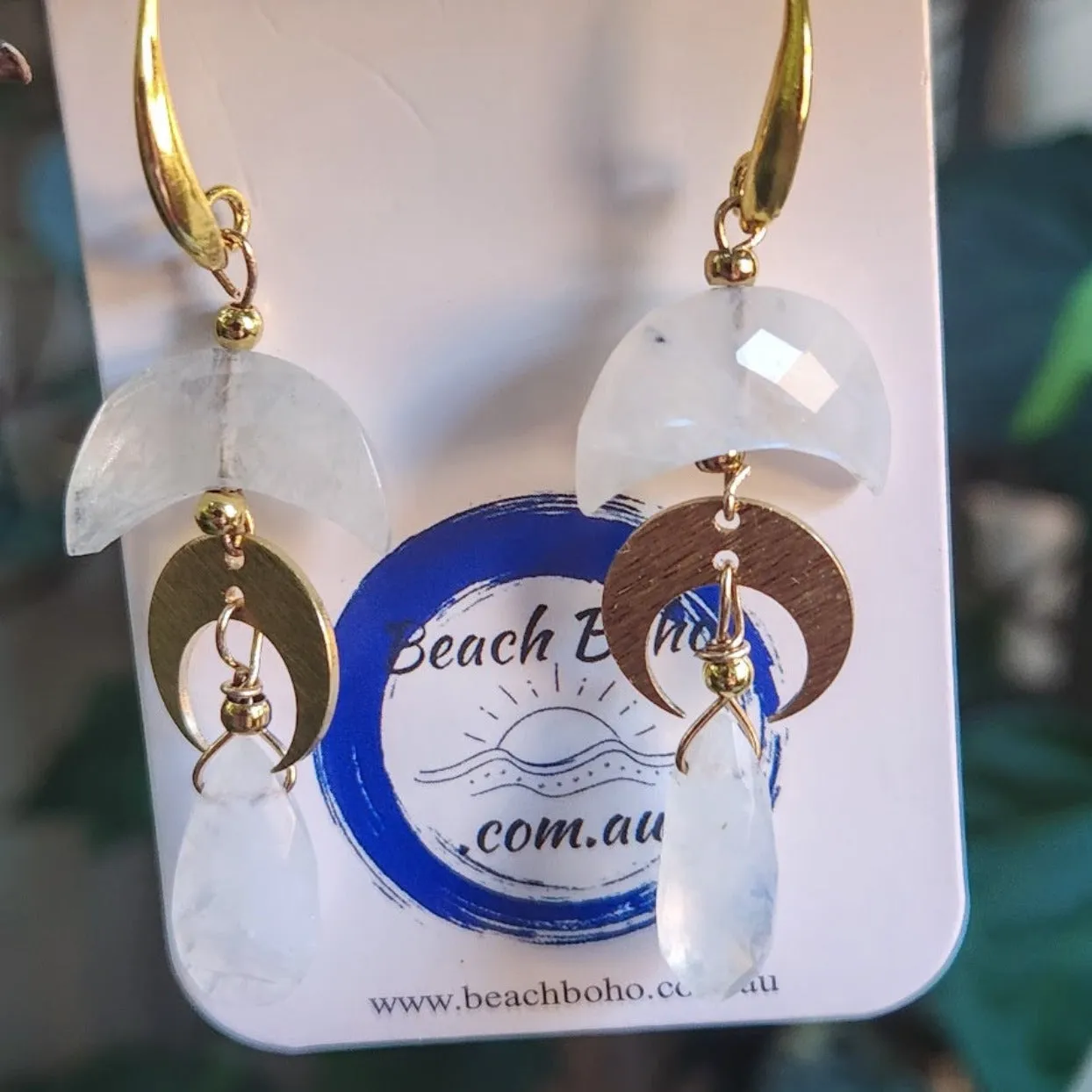 MOON CRESCENT DROP - GOLD HOOK EARRINGS