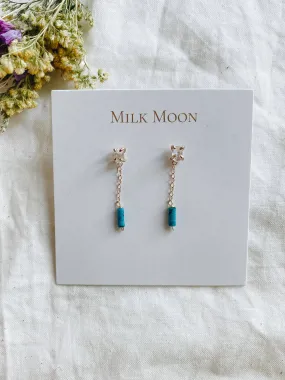 Moonstone & Turquoise Chain Studs