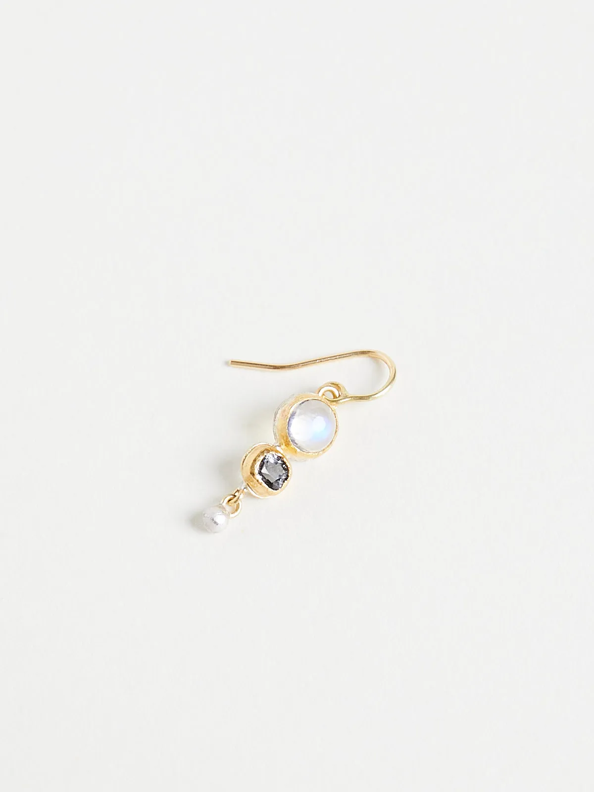 Moonstone and Spinel Double Drop Earrings in 18k & 22k Yellow Gold with a Gold Ball Drop