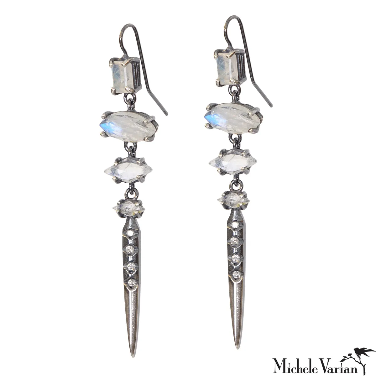 Moonstone Deluxe Dagger Earrings