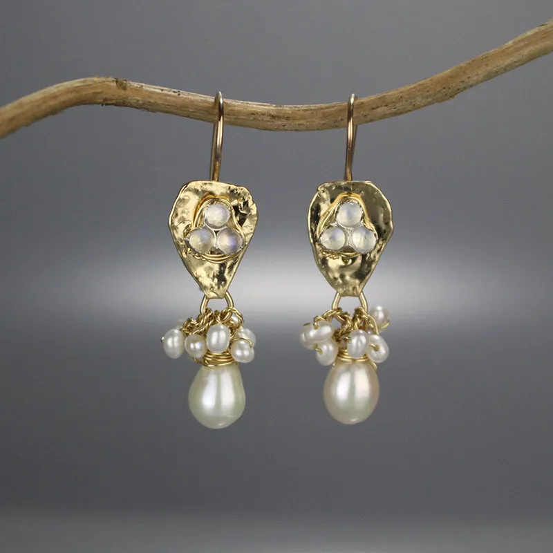 Moonstone Pearl Protection Earrings